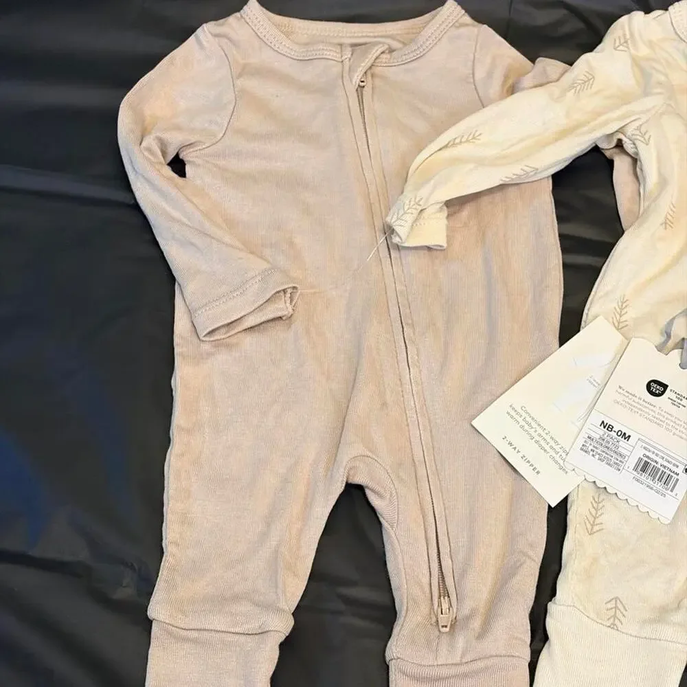 Carter's Cream and Tan Baby Bodysuites 2-Pack, Newborn-0M